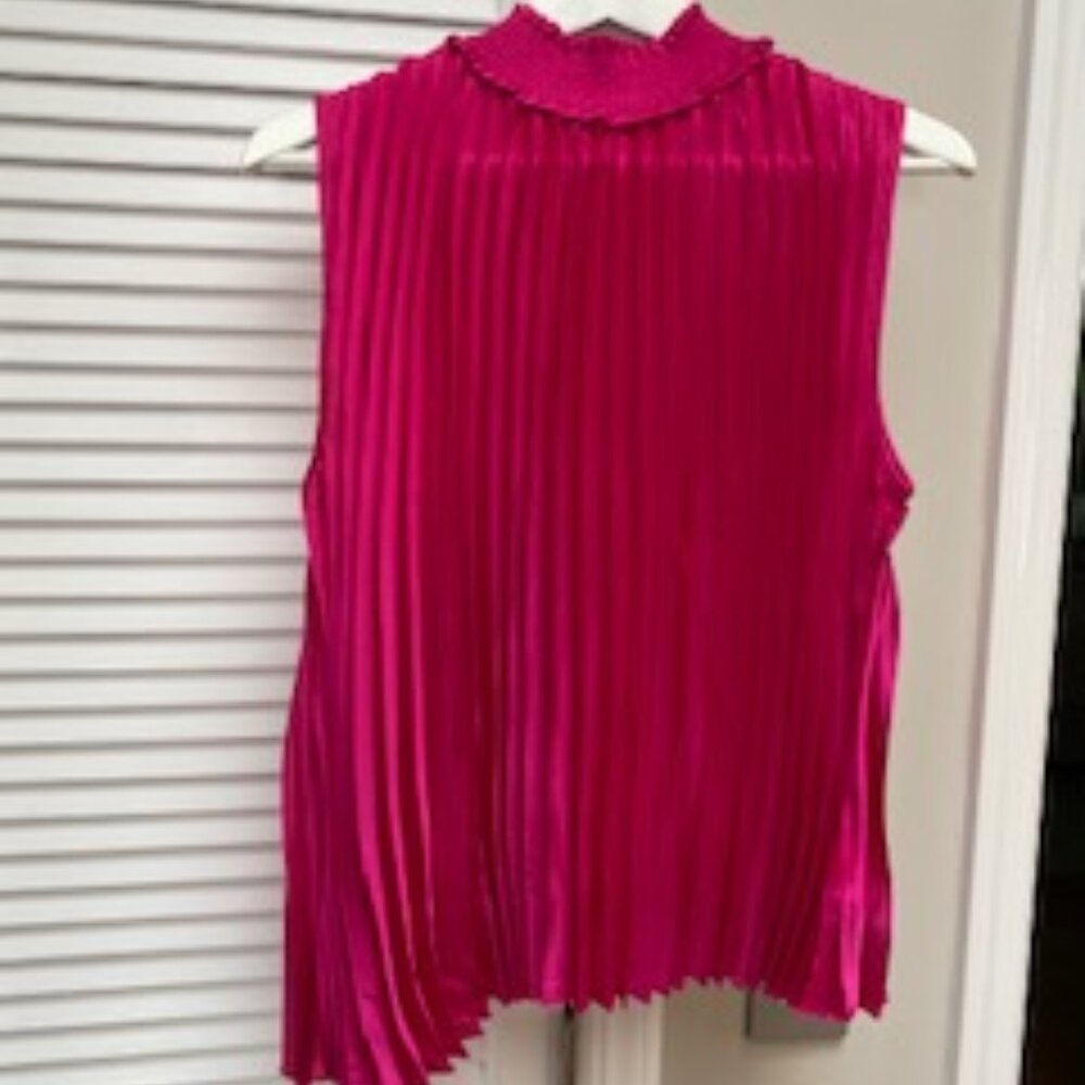 Nanette Lepore CHIFFON Sleeveless Top Raspberry SIZE L Retail $79 NWOT